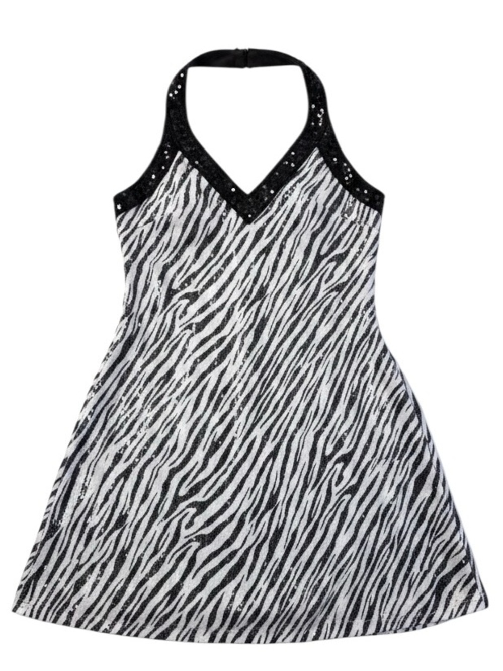 NWT Sue Wong Dress Black and White Zebra Sequin Beaded Mini Dress Size 2